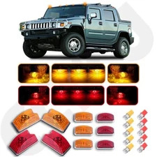 10x Amber&Red Cab Marker Lights LED Bulbs for 03-09 Hummer H2 SUV SUT w/5050