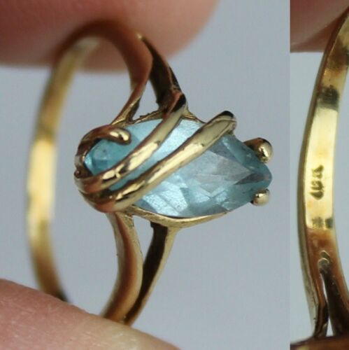 Estate Sale! 10k GOLD solid ring AQUAMARINE gemst… - image 1