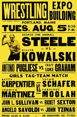 George The Animal Steele vs Killer Kowalski 1970's Wrestling Promotional Poster