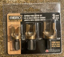 MIBRO 3-PC TAPERED PLUG CUTTER SET 414161 TITANIUM COATED 3/8', 1/2' & 5/8"