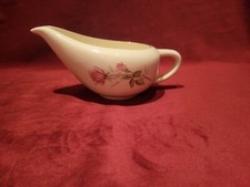 Small Gravy Boat. 8 oz. Capacity. Ivory with pink roses  gold band. 8 1
