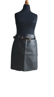 ECHTES LEDER Minirock mit Schlitz Rock schwarz Hochwertig Real Leather skirit S