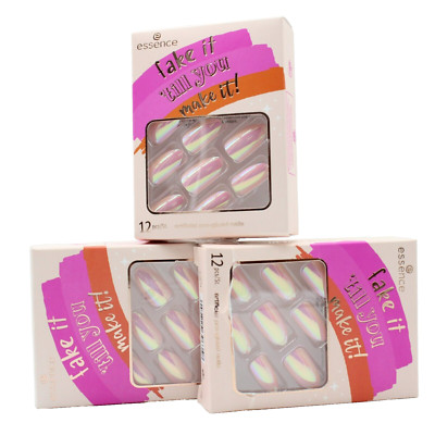 3x essence fake it 'till you make it! artificial pre-glued nails 01 Holo There!