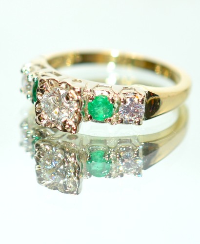 Natürlicher Diamant & Smaragd Ring 14K massiv Gold 0,64tcw Verlobungsring Mai grün - Bild 8 von 16