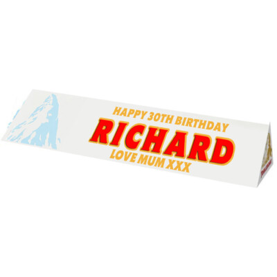 PERSONALISED WHITE TOBLERONE LABEL TO FIT 360G - GIFT CHOCOLATE NOVELTY
