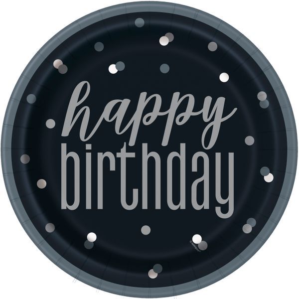 Unique Party Servietten – 16 Stück, 16,5 X 16,5 Cm, Glitzernd Schwarz-silber Für Geburtstagsfeiern