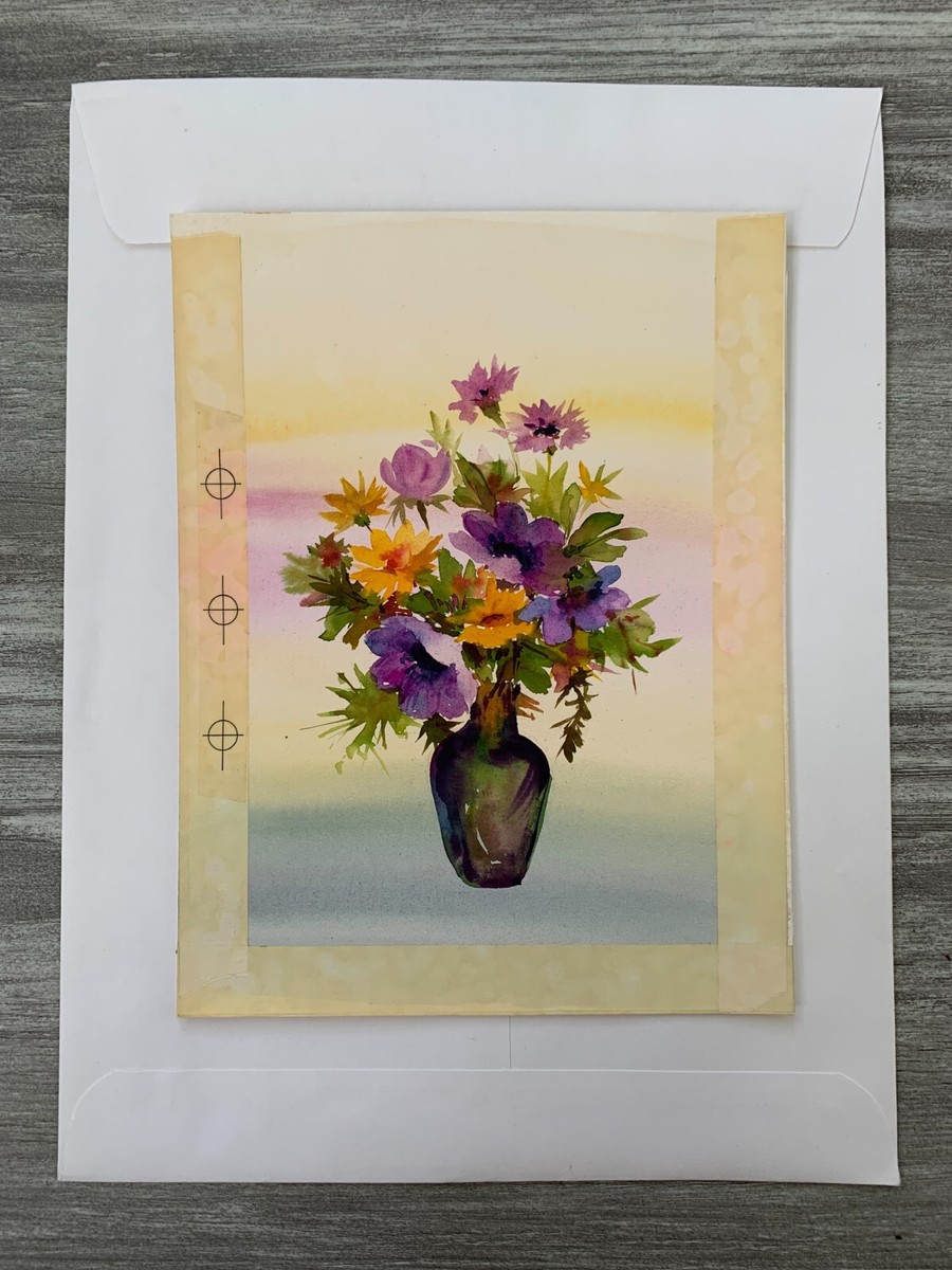 MOMS SPECIAL DAY Purple Flowers in Green Vase 7x8.5