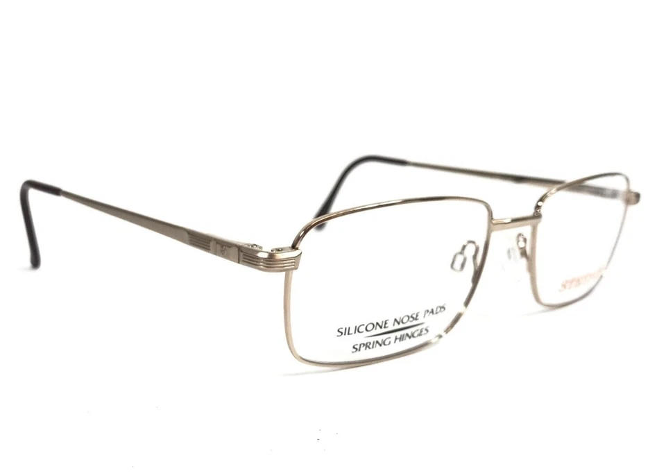 Stetson Eyeglasses Frames 327 057 Shiny Gold Rectangle Wire Rim 56-18-150 - Image 2 of 4