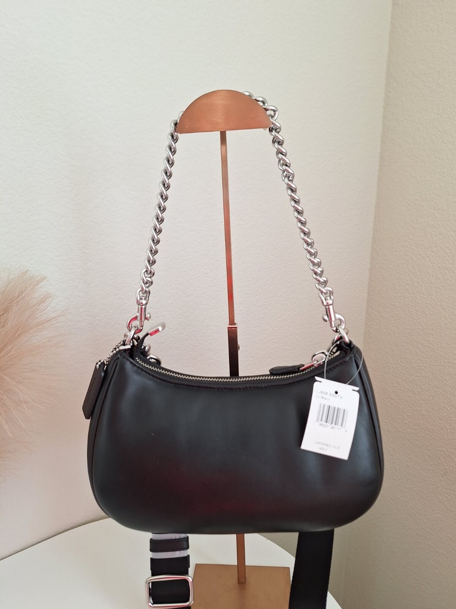 NWT Coach CJ608 Black Leather Shoulder Crossbody Bag with