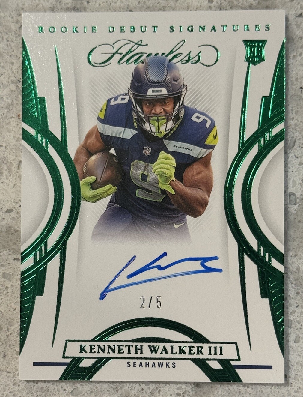 2022 Flawless Rookie Debut Signatures Emerald Kenneth Walker RC AUTO /5 SSP MSU