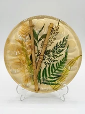 Mid Century Vintage Lucite Acrylic Epoxy Deviled Egg Plate Platter Bamboo Fern