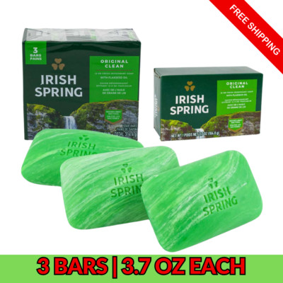 Irish Spring Soap 3.7oz 3 Pack Fresh Scent,Clean & Moisturizing for Men & Women