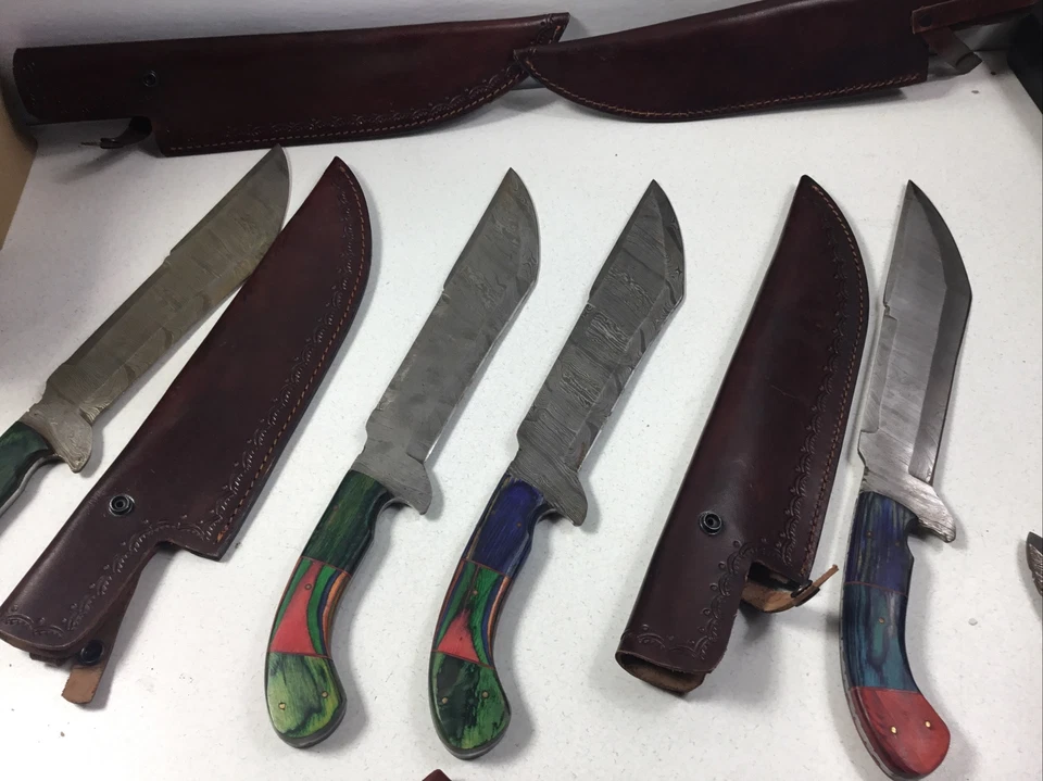 (12) Lote de Juego de Cuchillas Plegadas Fijas Tácticas Colección Trucha Luna Azul Funda Foto 3 de 4