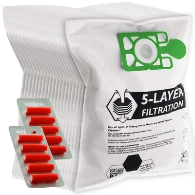 SPARES2GO Bags for NUMATIC HENRY HETTY Vacuum Cleaner Microfibre Cloth Bag Fresheners x 20
