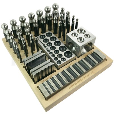 40tlg Jumbo Doming Block Swage Stanzer Set aus Stahl Dopping Stanzen Juweliere Werkzeug