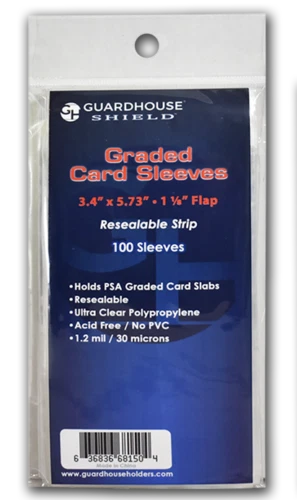 Paquete de 100 fundas para tarjetas con clasificación PSA Guardhouse losa tira resellable 1,2 mil