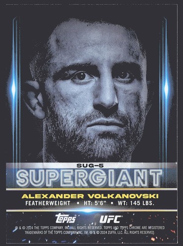2024 Topps Chrome UFC #SUG-5 Alexander Volkanovski Supergiant - Picture 2 of 2