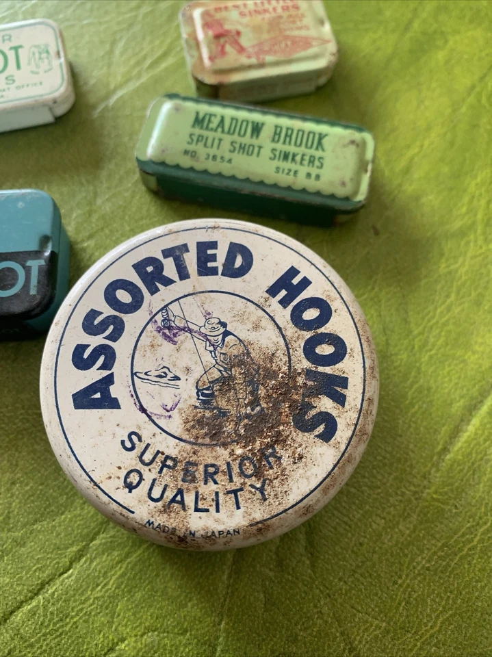 Vintage Pflueger Ideal H-I Meadow Brooks Fish Hooks Little Sinkers Fishing Tins - Image 2 of 4