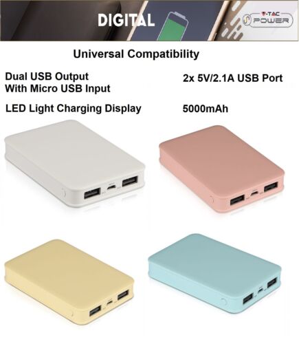 Portable Dual USB Power Bank Charger 5000mAh For Battery Backup For Mobile Phone - Picture 1 of 21