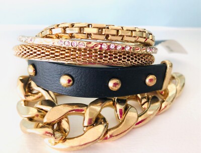 GUESS Bracelet Set Gold Color Bracelets Total NWT