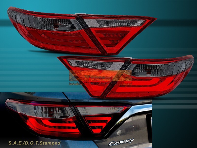 2015-2017 Toyota Camry Sedan Red Smoke LED Tail Lights STYLE