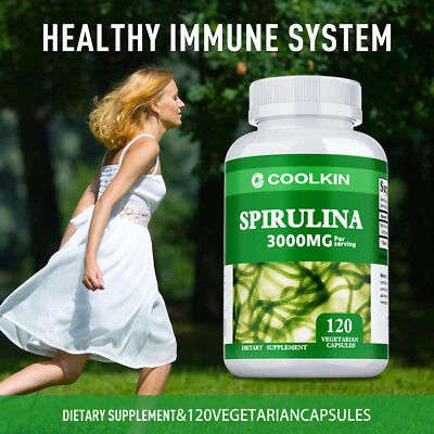 COOLKIN Spirulina 3000mg - Energy & Immune Booster,Detox Weight Loss Immunity Superfood
