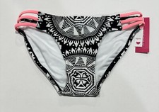 Women's Strappy Hipster Bikini Bottom - Xhilaration Black/White Print XS NWT
