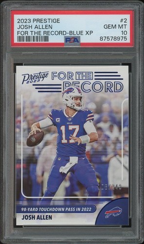 2023 Prestige Josh Allen Blue For the Record Xtra Points #108/249 PSA 10