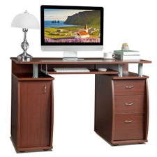 Computer Table with Storage Door and 3 Drawers Ideal for Home Office Workstation