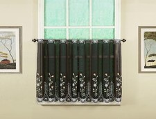 , Samantha Embroidered Sheer Tier 36", 59"W x 36"L Pack of 1 Black / Multi