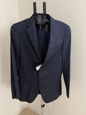 Lanvin Men s Size 36R / 46 IT Navy Subtle Plaid 100% Wool 2-Piece Suit NWT