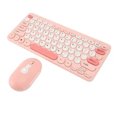 Wireless Keyboard Mouse Set Stylish Slim Round Keycaps Mute Ergonomic 2.4G