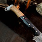9.1" Damascus Tactical Knife Full Tang Hybrid Handle Fix Blade Leather Sheath — photo 10