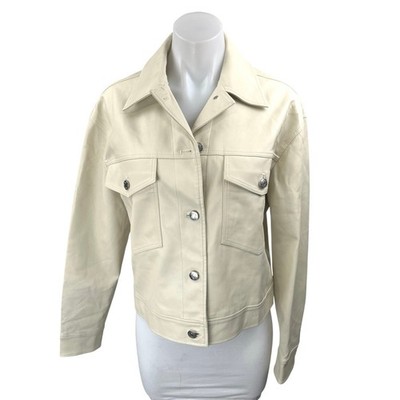 Aritzia Wilfred Faux Vegan Leather Gaze Women's Beige  Button Down Coat Jacket S