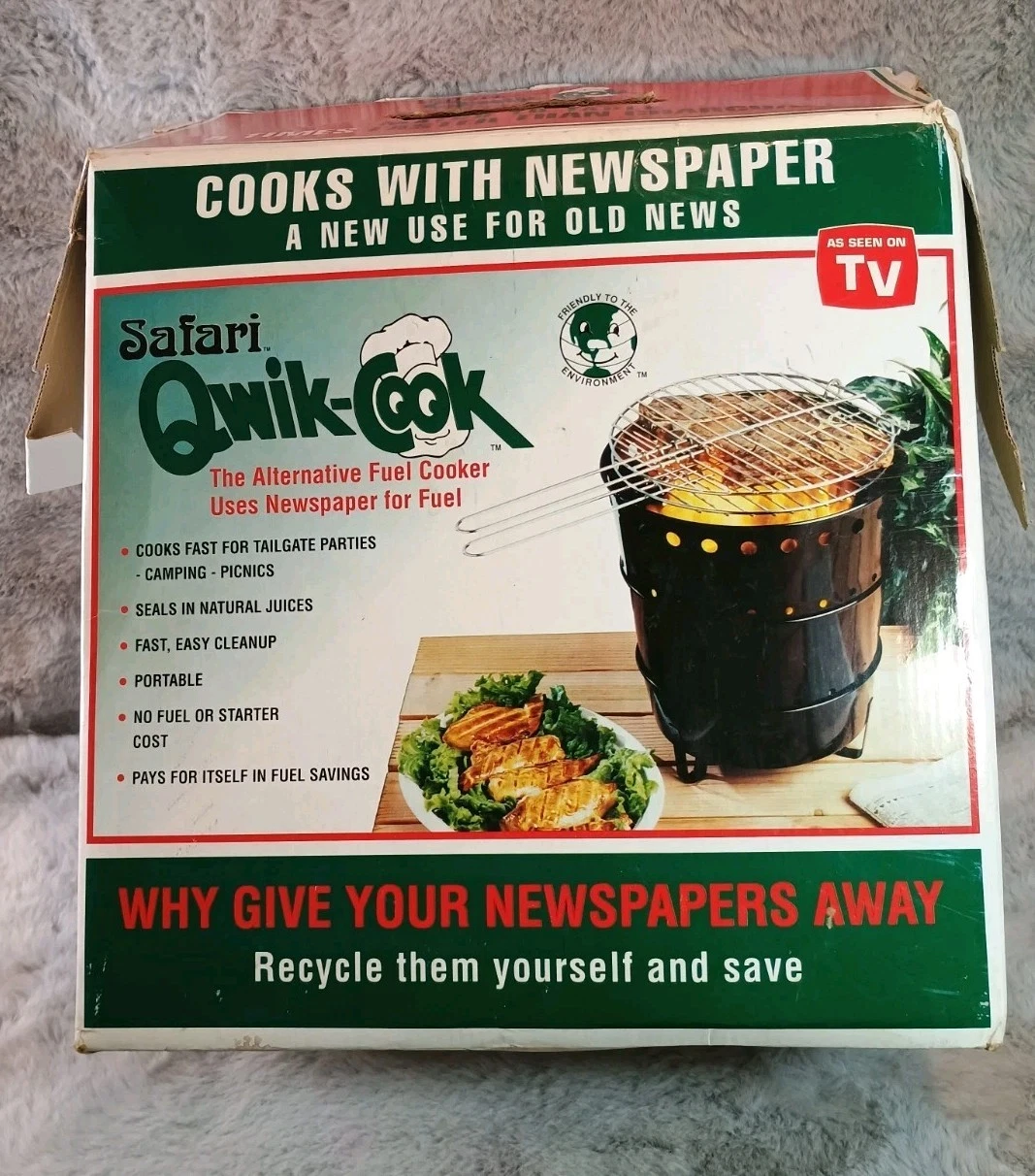VINTAGE SAFARI QUIK-COOK ROUND NEWSPAPER BBQ GRILL minimalist camping