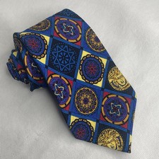 VTG Gianni Versace Silk Necktie Medallion Logo 90s Colored Tie Hand Made Spain
