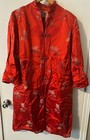 VINTAGE 1960s 70s Peony Shanghai China  Red Satin Kimono Robe Midi Size 42 Lined — photo 9