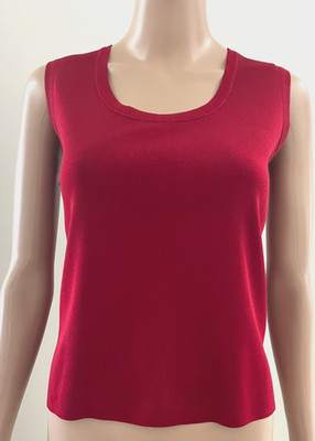 Ming Wang Sweater Blouse/Shell Women Size Petite Medium Knit Sleeveless Red