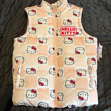 Hello Kitty Girls Pink/White Check Puffer Ves...