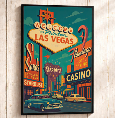 Vintage Style Las Vegas Travel Poster 1950s Retro Wall Art Print, Mid Century
