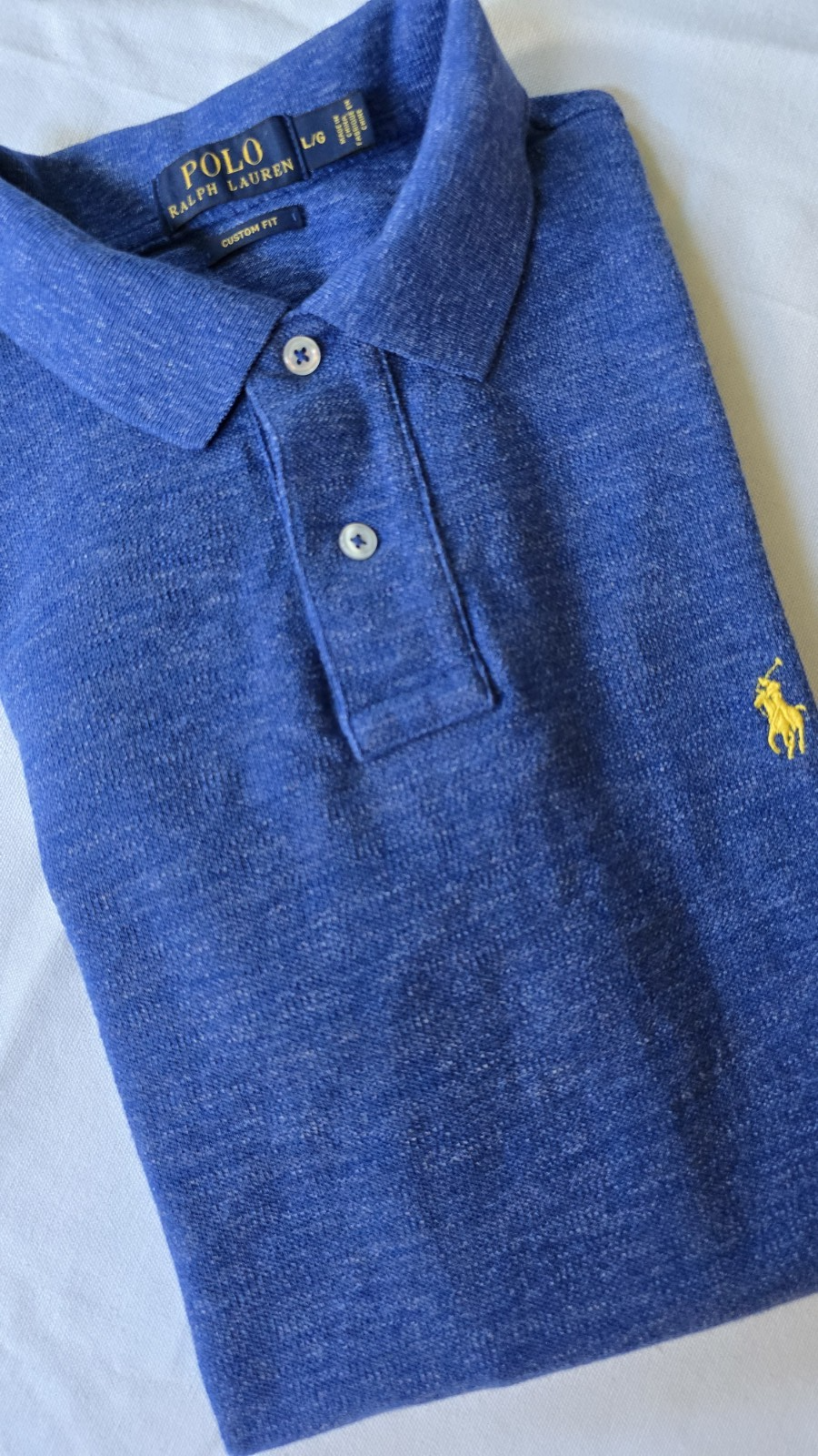 Polo Ralph Lauren 2 bottoni blu vestibilità personalizzata polo pony maglia shirt uomo large