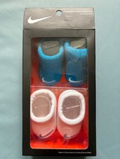 Nike Baby Booties Sock 2 Pack Blue White Newborn 0-6 Months A03
