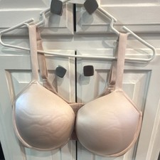 Beige Women's T-Shirt Bra Underwire Padded Stretch Solid Blended Fabric