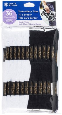Coats & Clark 6-Strang Stickgarn Vorteilspack 36/Pkg - schwarz-weiß - C11V