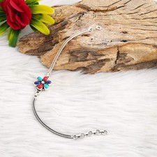 Mix Gemstones Flower Bracelet - Handmade 925 Sterling Silver Minimalist Jewelry