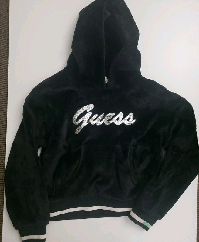 Guess Kids Youth Sz L(14) Black Hoodie Soft & Fuzzy