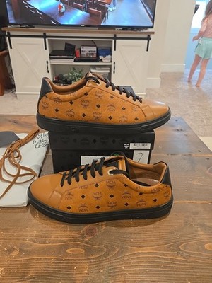 MCM Men s Terrain Derby Visetos Logo Sneakers Cognac/Black Size 9 US / 42 EU