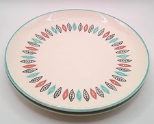 Set of 2 Vintage Marcrest USA Nordic Mint Pattern Ceramic Dinner Plates 