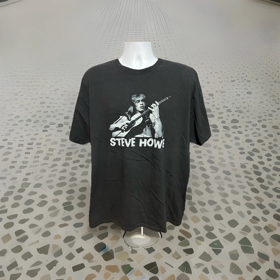 Camisa De Colección Steve Howe Hombres XL Negra Manga Corta Frontal Gráfico Guitarrista Banda de Rock Foto 4 de 4