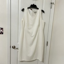Sale! Kasper Off White  Iconic Stretch Crepe Sheath Dress  Size 16